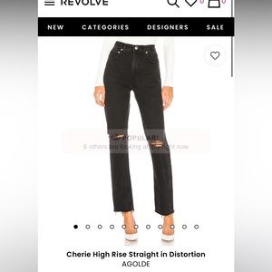 Agolde Cherie high rise straight in distortion, black